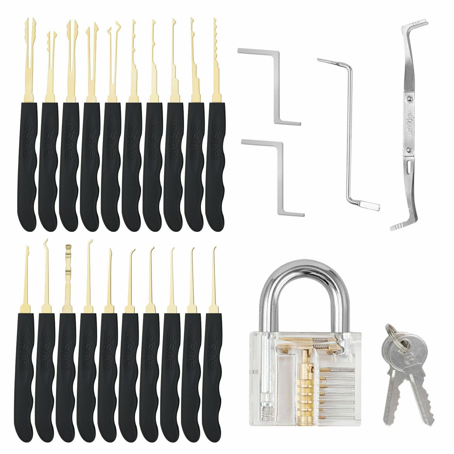 Terminal gijzelaar houten 31 Pieces Professional Lock Pick Set with 24 Pieces Lock Picking Tools, 2  Transparent Practice Locks, and 5 Pieces Portable Credit Card Lock Pick Set