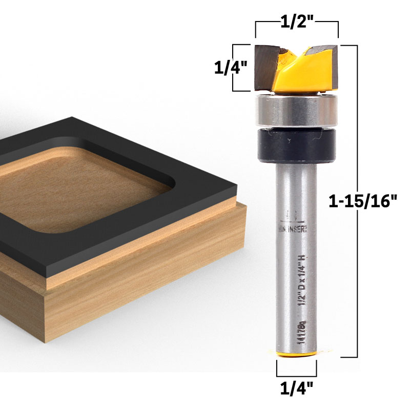 1/2" Diameter Flush Trim Template 1/4" Shank Router Bit