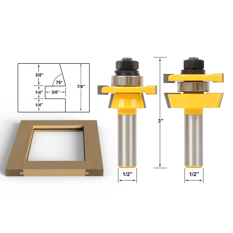 Shaker 2 Piece Rail and Stile 1/2" Shank Router Bit Set