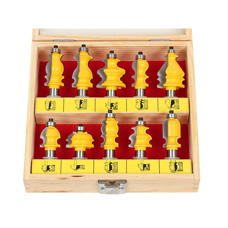 10 Pieces 1/2" Shank Architectural Molding Router Bit Set